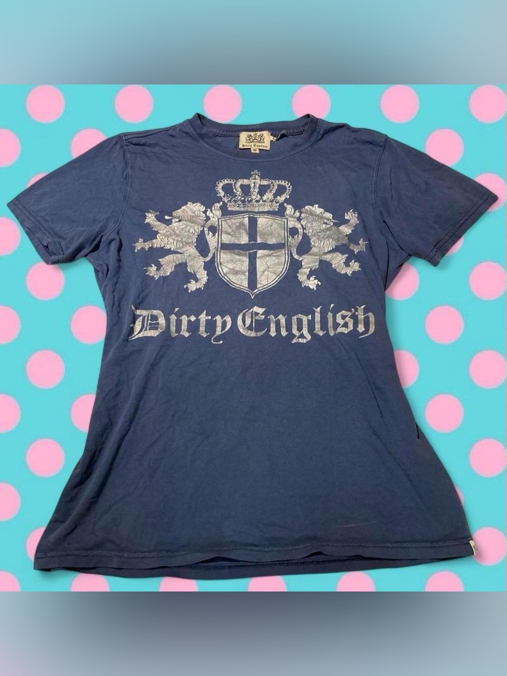 Very rare Juicy Couture Navy Blue "Dirty English" Short Sleeve Tee